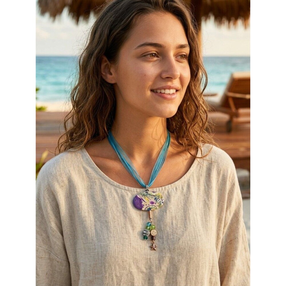 Laiclay Handcrafted Polymer Clay Oval Statement Necklace